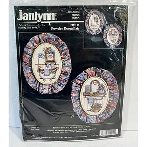 Janlynn Counted Cross Stitch Kit#140-11 Powder Room Pair Ruffles Cottage Country